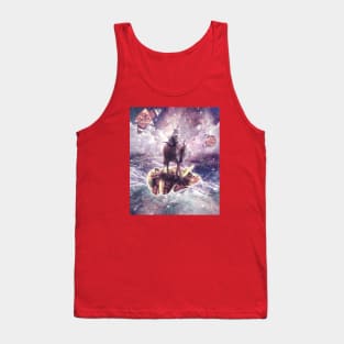 Cat Riding Unicorn Wolf on Taco Tank Top